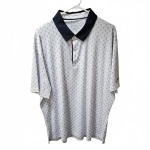 Golf Polo Men's Navy and White Patterned Polo Shirt